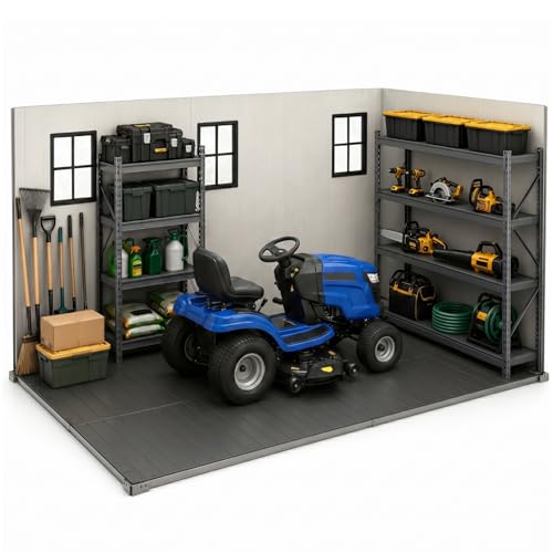 ZYJOYY Outdoor Storage Shed 8x12 FT with Floor, 16mm Resin Tool Shed, Grey - color: Grey & Black