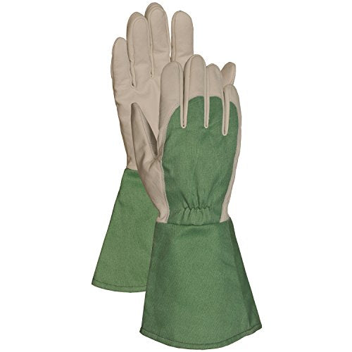 Bellingham C7352L Thorn-Resistant Gauntlet Gloves, Leather Palm with Canvas Gauntlet, Large, Green Canvas/Grey Palm - color: Large, size: Large