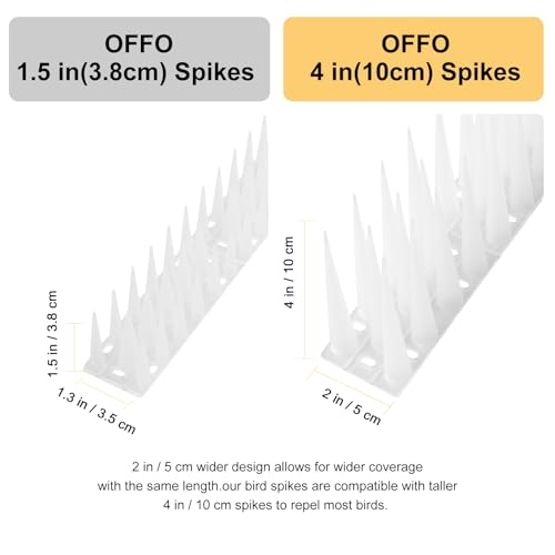 OFFO Bird Spikes Pigeon Outdoor Spikes for Cat Keep Birds Raccoon Woodpecker Away Covers 2.6 Feet(0.8m), Frosted White - color: Frosted white, size: 2.6 Feet