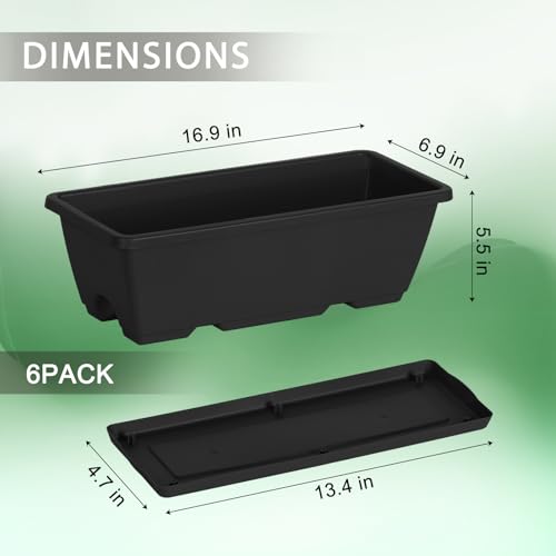 CADUKE 6 PCS Railing Planter Boxes, Black Planter Boxes with Bracket - color: Black