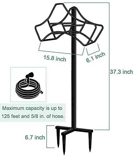 Garbuildman Garden Hose Holder with 3 Spikes, Freestanding Metal Hose Stand for Outdoor Garden, Detachable Hose Storage Rack for Lawn & Yard, Volcano Black - size: 3-Spike Volcano