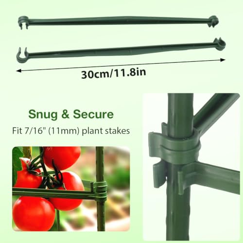 Tissting 36pcs Plant Stake Connectors,11.8 Inch/30cm Expandable Support Arms - Snap-On Garden Trellis Clips for Vegetables and Climbing Plants, Reinforcement for Tomatoes, Vines, Growing Accessories