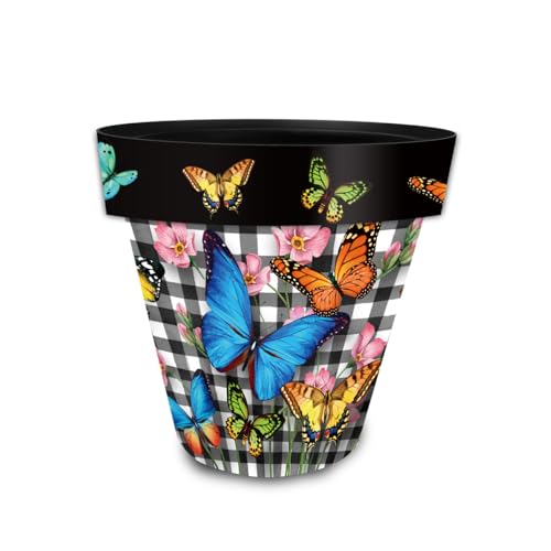 Briarwood Lane Spring Planter 8.5" x 8.5" x 8.5" Checkered Butterflies Small for Spring Planter - color: Checkered Butter, size: Small