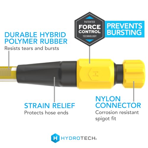 HydroTech Italia Expandable Garden Hose 5/8in x 100ft, Hybrid Polymer Water Hose, Kink-Free Flexible Hose with Force Control Technology, Lightweight Hose for Flowers, Plants & Garden Beds, Yellow - color: Yellow, size: 100 ft