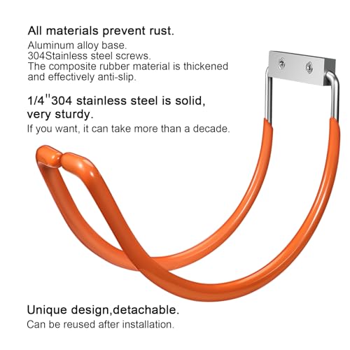 Garden Hose Holder Water Hose Hanger Wall Mounted,304Stainless Steel Solid Hose Hook Holds Up to 150Ft Garden Hose, Expandable Hose, Garden Hose Carts,Water Hose - Orange - color: Orange-2
