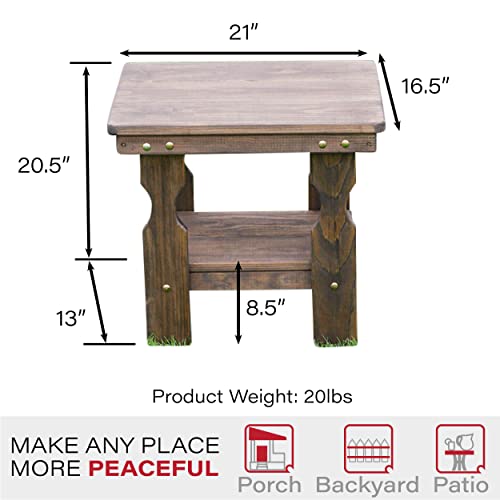 Amish Casual Heavy Duty Outdoor Wood End Table in Dark Walnut Stain - Quality Crafted in The USA from Treated Pine by Amish Artisans - color: Dark Walnut Stain