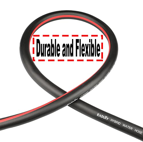Hybrid Garden Hose 5/8 IN. x 25 FT, Heavy Duty, Lightweight, Flexible with Rotatable Handle and Solid Brass Fittings, Gray+Red - size: 25 FT