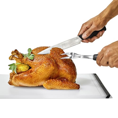 OXO Carving Set |Soft-Grip Duo Designed for Effortless Carving and Serving |2-Piece Fork & Knife Set | Spear, Secure, Cut & Serve Roasted Meat - style: Carving Set