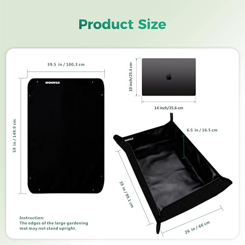 Repotting Mat for Indoor Plants 39.5"x59", Unique Gifts for Plant Lovers - color: Black, size: 39.5" x 59" x 0.1"