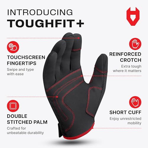 NoCry Utility Gloves for Men with Reinforced Fingers and Thumb Crotch; Double Stitched Palm and Touchscreen Tips; Breathable and Highly Flexible; — Ideal for Mechanics, Construction and Yard Work - size: X-Large, style: Lite