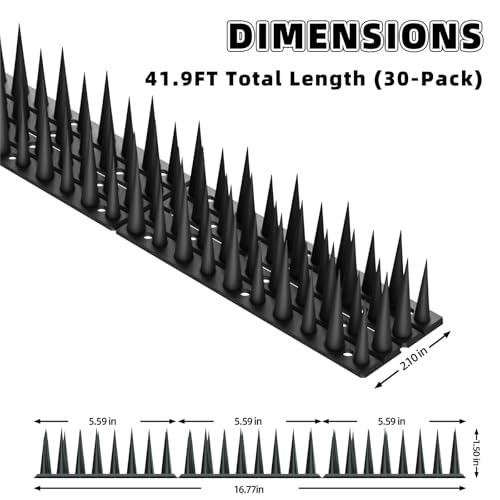 Bird Spikes, 30 Pack, 41.9 FT Total Coverage, Outdoor Bird Deterrent - color: Black, size: 30 pack