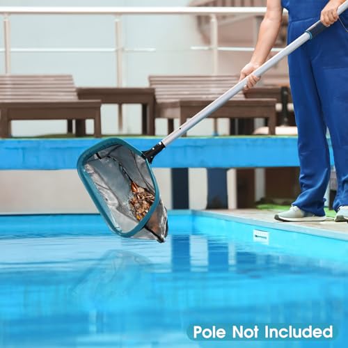 POOLWHALE Pool Skimmer Net Rake, Aluminum Frame Deep Nylon Net, Ultra Fine Mesh Pool Nets for Cleaning Leaves, Debris & Swimming Pools Skimming (Pack of 2) - size: Aluminum Frame Nylon Rake (Pack of 2)