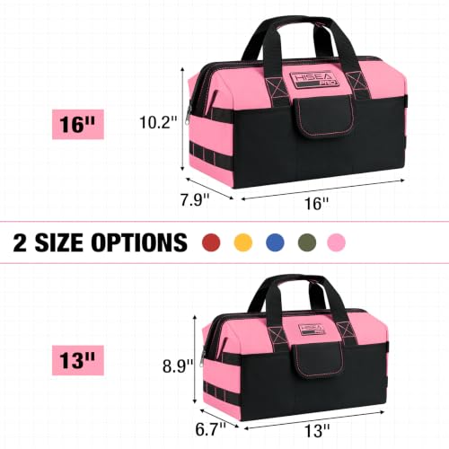 HISEA 3 Pack Heavy Duty Tool Bag, 13-Inch Waterproof Tools Organizer Tote - color: Pink, size: 13 Inch