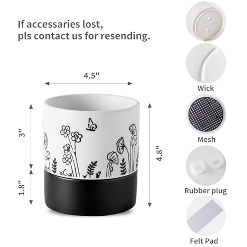 Nihow Self Watering Pots for Indoor Plants,4.5 Inch,White,Hand Painting - color: White, size: 4.5" Self Watering