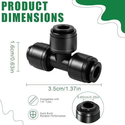 1/4 Inch Drip Irrigation Tee Fittings, 22 Pieces Push-to-fit Tee Connectors for 1/4" Irrigation Tubing Leak Free Drip Line T Parts for Garden Lawn Irrigation System - size: 1/4" Push to Connect Tee