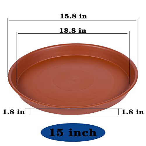 4 Pack of 16 inch Plant Saucer, Heavy Duty Plastic Saucer 16" Round, Plant Trays for Pots, Flower Plant Saucers for Indoors, Plant Trays for Planter 14"/15"/16" (16 inch, Terracotta) - size: 16" (4 pack)
