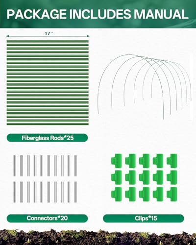 25 PCS Rust-Free Garden Hoops for Raised Beds With Garden Netting Clips - size: 25PCS