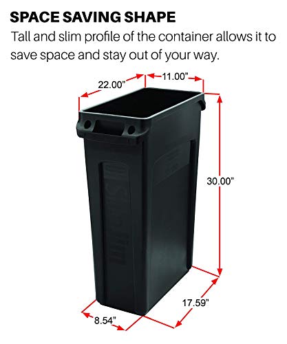 Rubbermaid Commercial Products Slim Jim Plastic Rectangular Trash/Garbage Can/Bin with Venting Channels, 23 GAL, Beige, for Kitchens/Classrooms/Offices/Back of House - color: Beige, size: 23 Gal