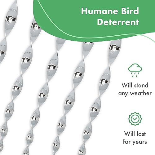 Bird Deterrent - Bird Reflective Repellent Outdoor Devices - Bird Scare Devices - Window Reflector Deterrents - Wind Twisting Bird Scare Rods - Holographic Devices (12 inch, Set of 5)