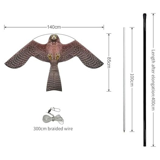 Bird Scare Flying Kite with 4m Pole Has The Effect of Scaring Birds-Type A - color: pink