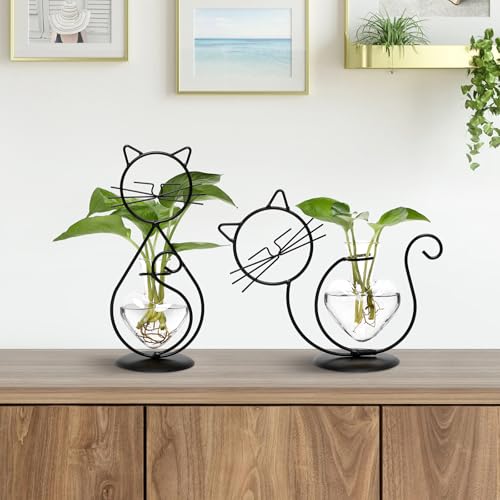 Plant Terrarium Propagation Station Gifts for Women Cat Lover - color: Transparent-09