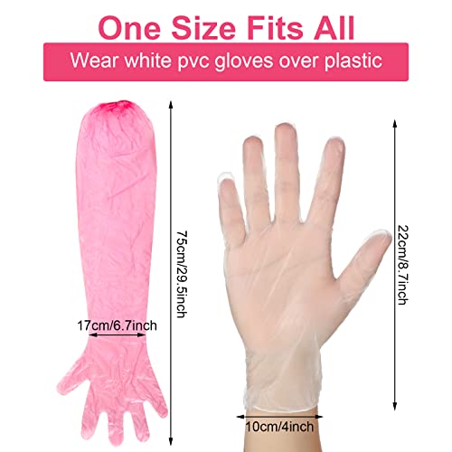 Honeydak 30 Pairs Field Dressing Gloves Disposable Long Short PVC - color: Pink