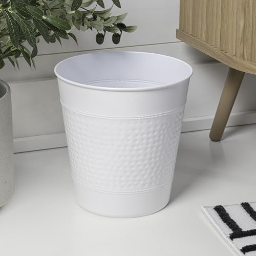 happimess Riley 2 Gal Hammered Steel Bin 10" H, Matte White - color: Matte White, size: Set of 1