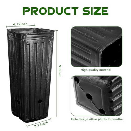 30Pcs Plastic Deep Plant Nursery Pots,12.2 in Tall Seedling Flower Plant Container Potswith Drainage Hole for Garden Plants Flowers Indoor Outdoor (M:9.8" Lx4.72 W)
