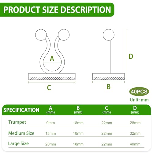 ZUFECY 120PCS Plant Wall Clips, 3-Size Invisible Vine Clips for Climbing Plants, Also for Cable Management and Indoor Decoration
