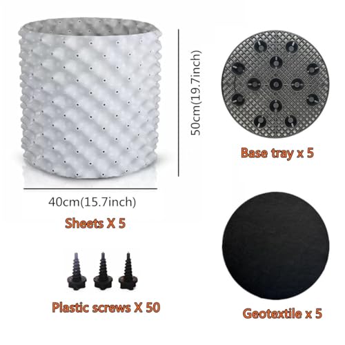 Air Pruning Plastic Root Control Containers/pots Nursery pots for Plants (White, 40cm Tray-5 Sets) - color: White, size: 40 cm Tray - 5 Sets