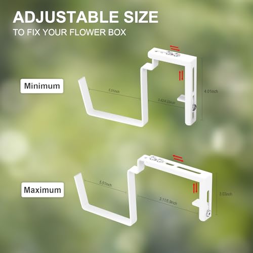 Railing Planter Box 4 Pack Window Boxes Planters with Flower Box Brackets - color: Black+white Brackets