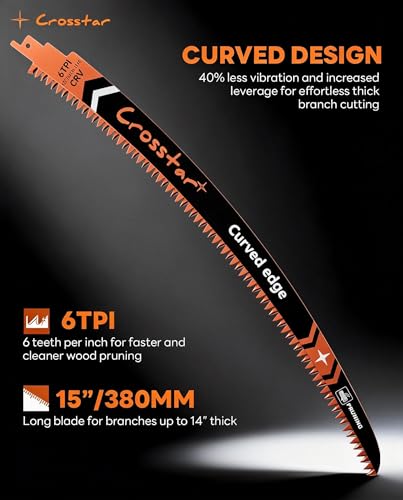 Crosstar 8Pcs Arc Edge Reciprocating Saw Blades,6/9/12/15inch 6TPI - size: 8 Sizes Set