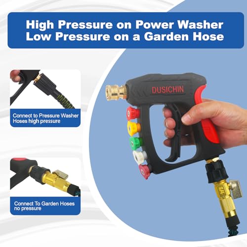 DUSICHIN Pressure Washer Attachment Gun Short Wand 3000 PSI 7 GPM