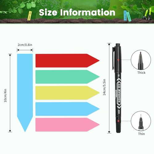 KINGLAKE Plant Labels,Plastic Plant Labels 4 Inch,Plant Tags,100 Pcs Nursery Garden Labels Plant Markers for Outdoor Garden Waterproof,Plants Name Tags Stake Tags Multicolored with Marking Pen - color: Multicolored