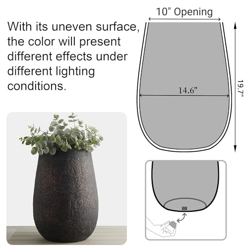 19.7" Weathered Concrete Planter with Drainage Hole for Outdoor Indoor - color: Bronze 1pack, size: 1 Pack