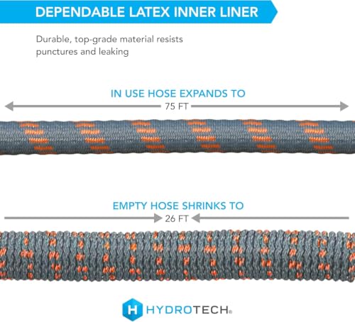 HydroTech 75 ft Expandable Burst-Proof Garden Hose, 5/8 in Diameter - size: 75 Feet