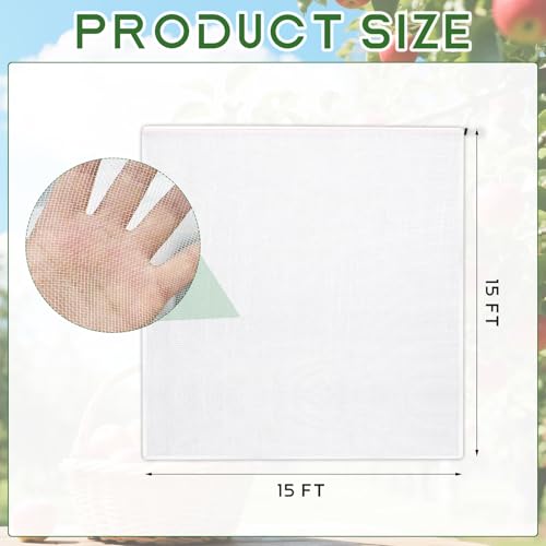 15X15 Feet Large Fruit Tree Netting Garden Netting with Zipper and Drawstring Plant Netting Insect Bird Cover for Fruits Vegetables Tree Garden Shrubs Protection - size: 15x15FT