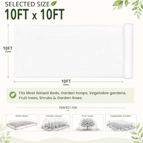 10Ft x 10Ft Garden Netting, Fine Mesh Insect Netting for Plant Protection - size: 10Ft x 10Ft