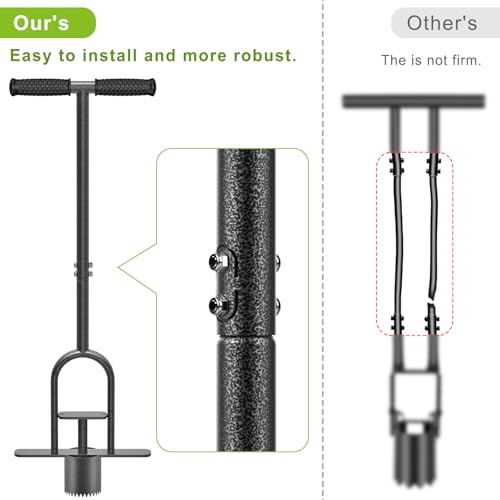 Dolibest Sod Plugger Tool, Grass Plugger Tool with Dual Pedals & Foot Ejector, Bulb Planter W/Sharp Serrations and Non-Slip Soft Grip Handle, for Lawn Planting Bulbs and Grass Repair, Easy Assembly - color: Black F- 3'' depth