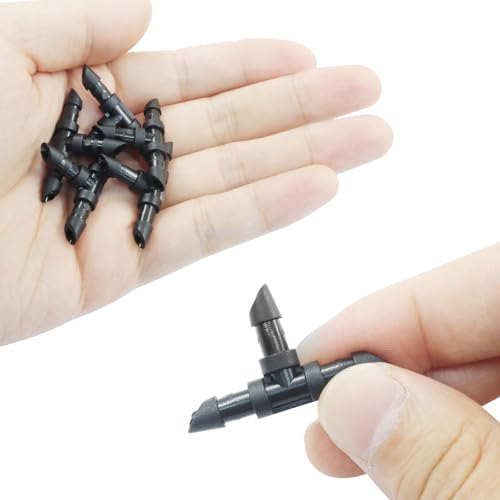 Murtenze 150 Pack Barbed Tee Fittings, 1/4 Inch Sharp End Connectors Drip Irrigation Universal Coupling Fitting for Garden Sprinkler Systems - size: Tee-150P