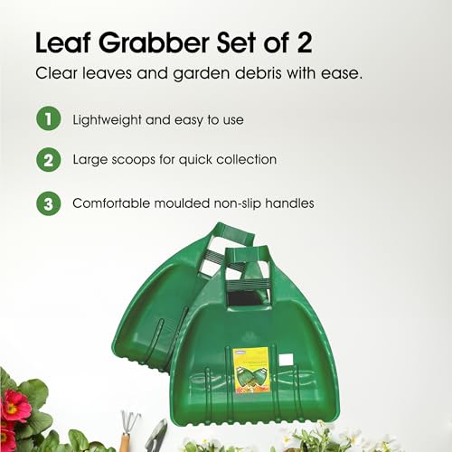 Whitefurze Leaf Grabber Garden Scoops for Removal of Leaves, Grass, Hedge Clippings and Mulching, Green - color: Forest Green, size: Leaf Grabber Set (Set of 2)