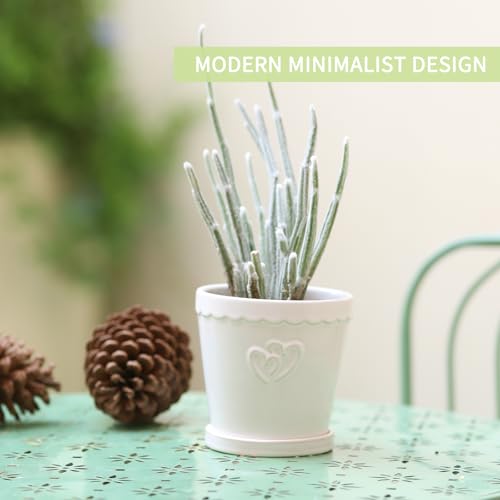4.5" Ceramic White Planter Pots with Saucers Set of 4 - size: 4.5 Inch - 4 Pack