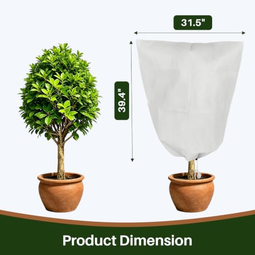 TOREAD 31"*40"Plant Frost Cover with Zipper and Drawstring, Non-Woven Freeze Protection, for Outdoor Plants, Breathable Winter Plant Cover for Shrubs, Potted Plants and Small Trees,2pack - size: 31" x 40"
