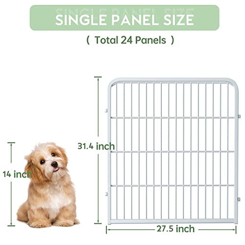 Decorative White Garden Fence 24 Pack for Pets Dogs 32in (H) x 55ft (L),Metal Wire Fencing Border Animal Barrier,Flower Bed Border for Landscape Patio Yard Outdoor, White - color: White, size: 24 PCS 32in (H) x 55ft (L)