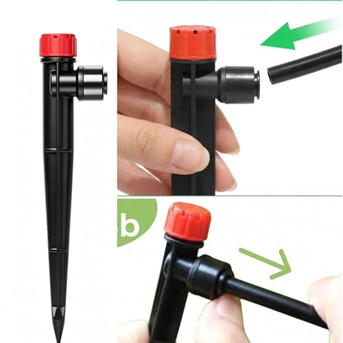 20PSC Drip Irrigation Emitters: Quick Connect Adjustable Degree Stream Drip Emitters for 1/4" Tubing, 8 Hole Full Circle Drippers for Garden Watering System Plants Lawn Greenhouse - style: Drip