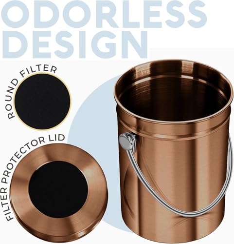 Epica Kitchen Compost Bin for Kitchen Countertops, 1.3 Galllon - Copper - color: Copper