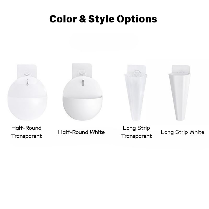 2-Pack Wall-Mounted Hydroponic Planters – Hanging Flower Vases for Indoor Plants – Half-Round & Long Tube Plastic Wall Vases with Hooks (White)