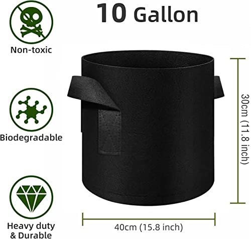 75 Pack 10 Gallon Plant Grow Bags Bulk, Thickened Nonwoven Fabric Pots with Handles, Black Vegetable Planter Bags Containers, Cloth Planters for Garden Vegetable/Flower/Plant/Fruits Outdoor - size: 10 Gallon