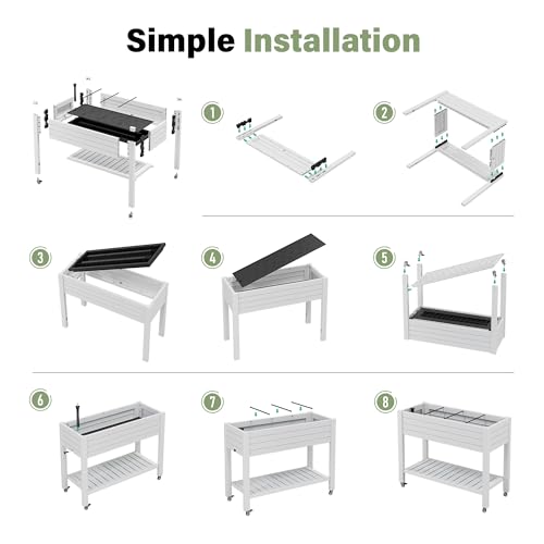 Elevated Raised Garden Bed with Wheels,Planter Box,Ashen-33.7" h - color: Ashen, size: 33.7"h