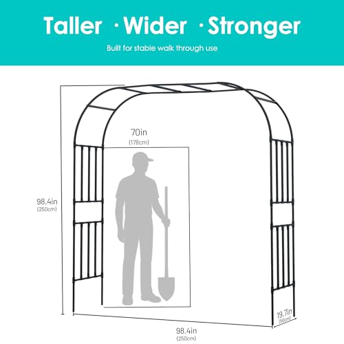 Twira Square Tube Garden Arch Trellis 8.2ft x 1.6ft x 8.2ft, Extra Tall Wide PE-coated Metal Arbor for Climbing Plants Outdoor, Large Wedding Arches for Ceremony, Archway, Party, Lawn Decoration Black - color: 98.4" L x 19.7" W x 98.4" H - Black